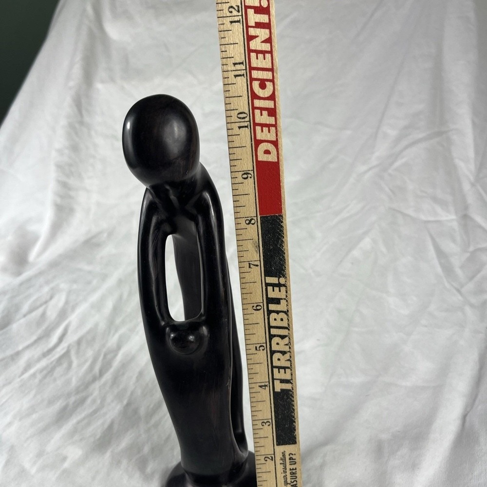 Signed Mother & Child Sculpture 11.5" Hand Carved Black Soapstone African Style - Picture 12 of 12